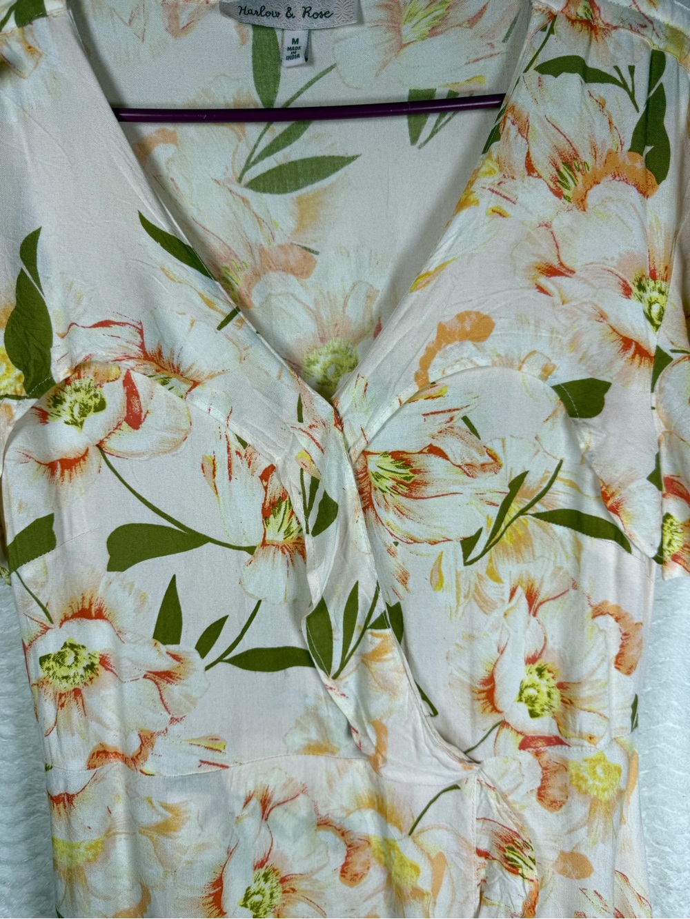Floral Harlow & Rose High-Low Dress in Peach - Women's Summer Dress - Picture 7 of 8